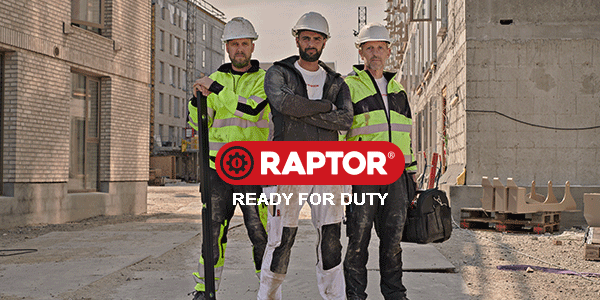 Tre menn i Raptor arbeidstøy