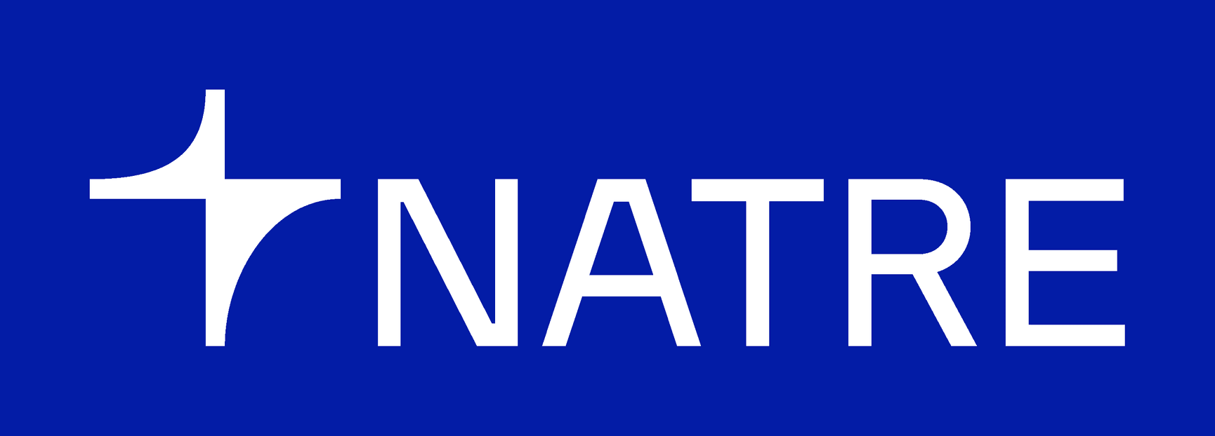 Natre Logo Hvit Blå bakgrunn