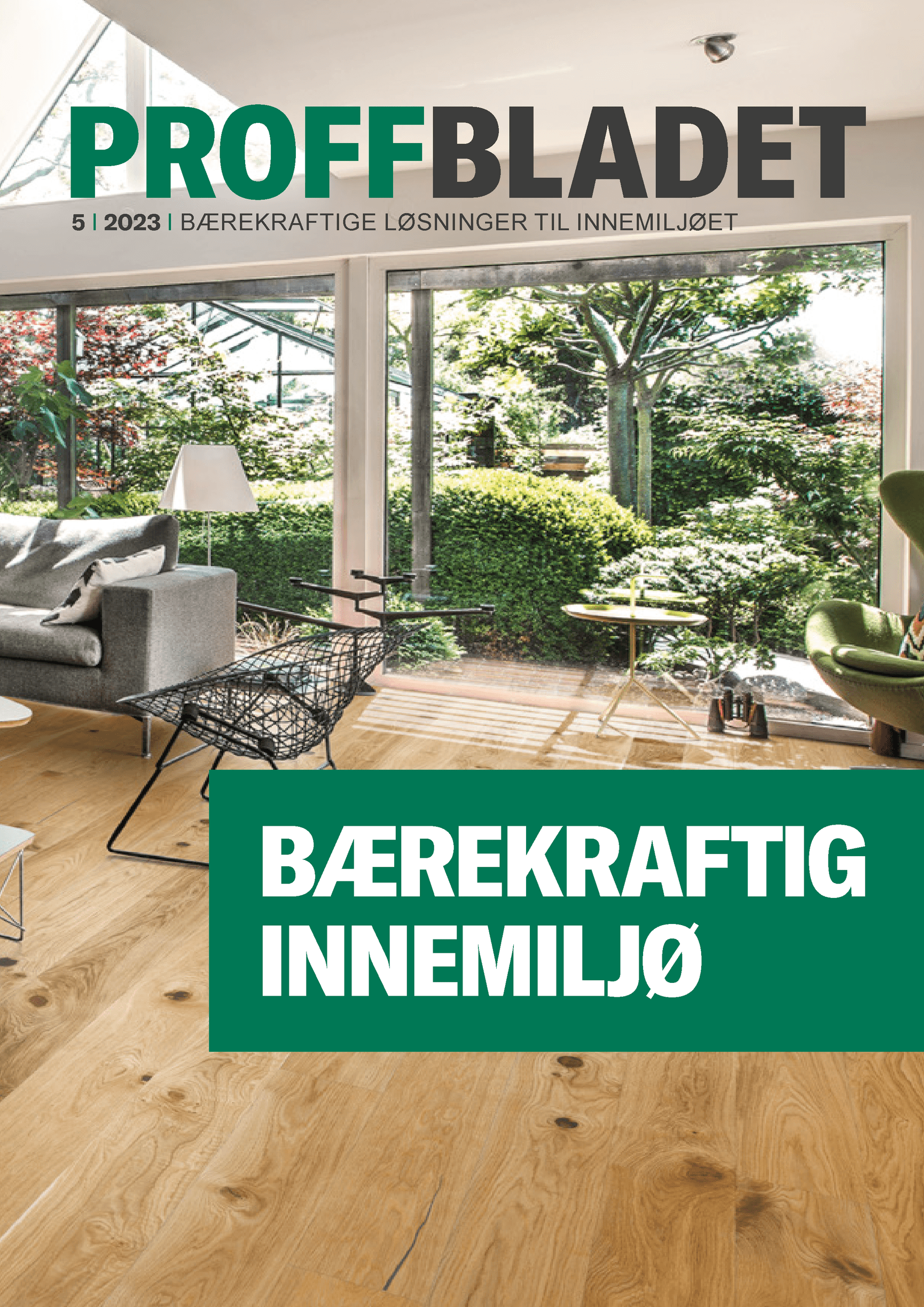 Stue eikeparkett lyst luftig grønne planter