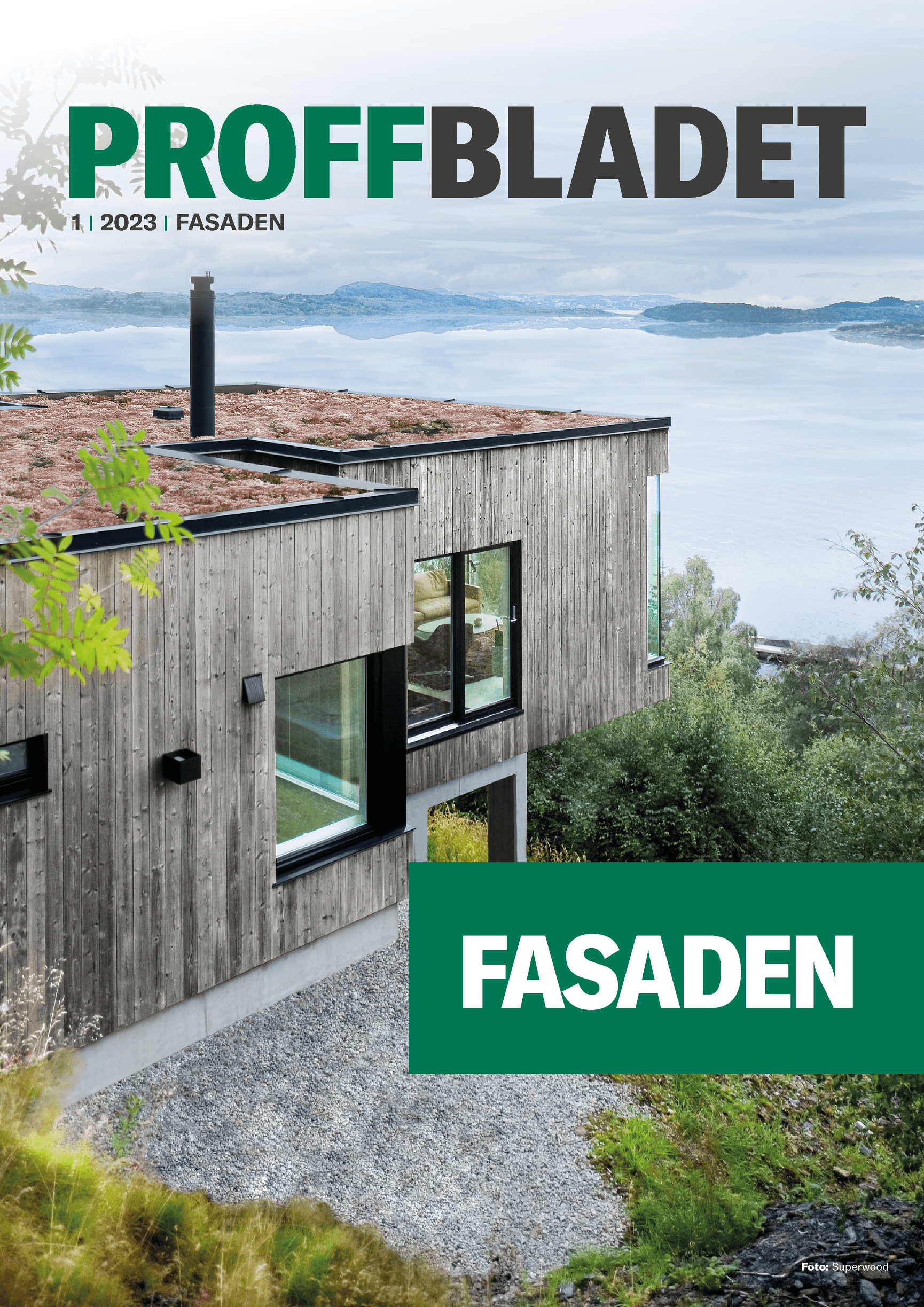 Funkishus grå kledning natur bærekraft