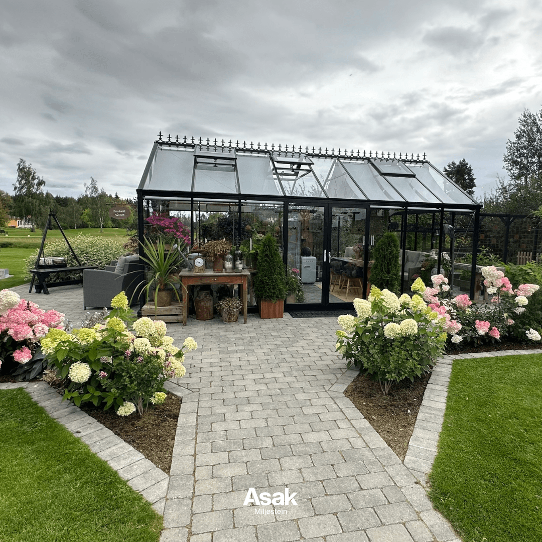 Drivhus hage gress blomster ASAK belegningsstein